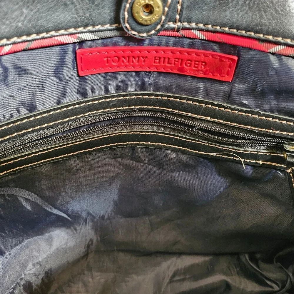 Tommy Hilfiger Signature Logo Purse Tote‎ Brown Jacquard Faux Leather Hand Bag